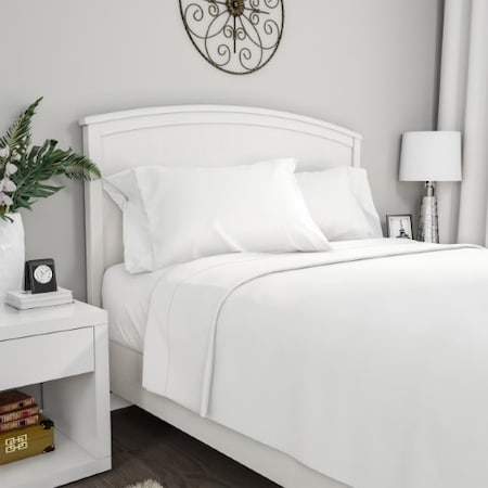 Hastings Home Brushed Microfiber 4-piece Bed Linens with Fitted, Flat Sheet, and 2 Pillowcases (Queen, White) 896567SYP